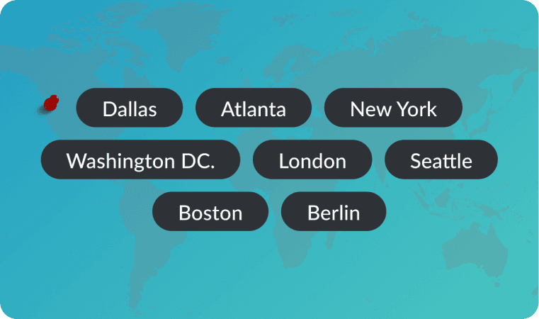 City names over a world map